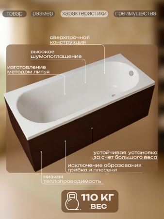 Ванна из литьевого мрамора Marmo Bagno Лучия 180х80