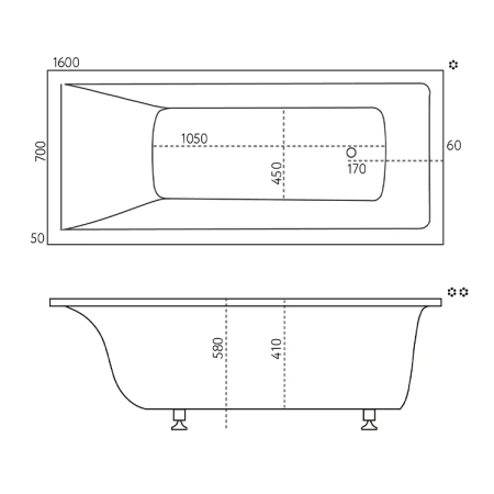 Ванна из литьевого мрамора Marmo Bagno Алесса New 160x70 Ванна из литьевого мрамора Marmo Bagno Алесса New 160x70