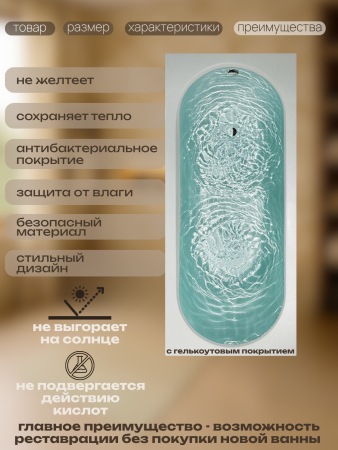 Ванна из литьевого мрамора Marmo Bagno Лучия 170х75